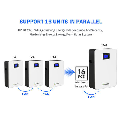 Bateria de lítio do powerwall 51.2v100ah 5.12kwh lifepo4 do agregado familiar do tempo de ciclo 95% de ASGOFT 6000 DOD