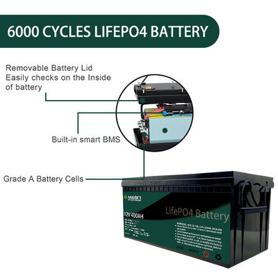 Bloco do bloco 400ah da bateria de lítio da energia solar Lifepo4 12V de ASGOFT para carrinhos de golfe do rv