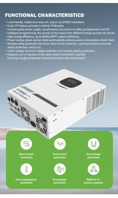 Fora do inversor solar híbrido puro 5kw 3Kw da onda de seno RS485 da grade 1000 watts