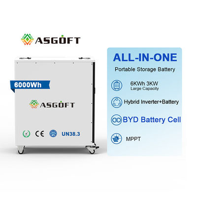 Bateria de carregamento esperta de 6Kwh lifepo4 com poder móvel portátil do inversor 3000W