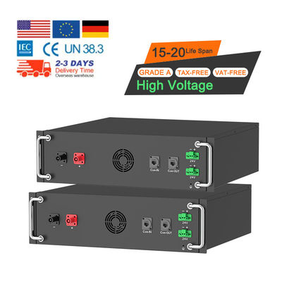 Alta tensão 15kwh-750kwh Bateria de ferro de lítio Lifepo4 51.2v 100Ah Bateria montada no rack Bateria de íons de lítio