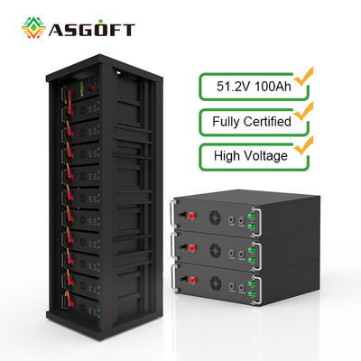 Alta tensão 15kwh-750kwh Bateria de ferro de lítio Lifepo4 51.2v 100Ah Bateria montada no rack Bateria de íons de lítio