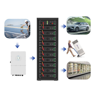Alta tensão 15kwh-750kwh Bateria de ferro de lítio Lifepo4 51.2v 100Ah Bateria montada no rack Bateria de íons de lítio