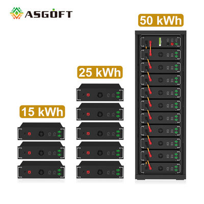 Alta tensão 15kwh-750kwh Bateria de ferro de lítio Lifepo4 51.2v 100Ah Bateria montada no rack Bateria de íons de lítio