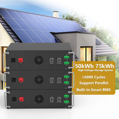 Alta tensão 15kwh-750kwh Bateria de ferro de lítio Lifepo4 51.2v 100Ah Bateria montada no rack Bateria de íons de lítio