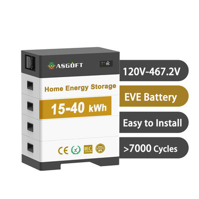 Armazenamento de energia em casa empilhável 15kwh - 40kwh rack LifePo4 para painel solar sistema solar híbrido invertido