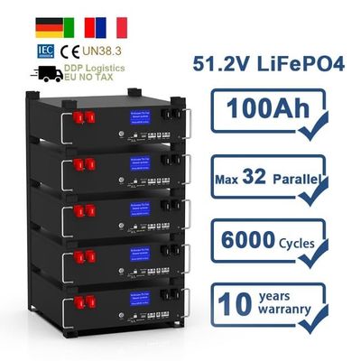 51.2V 100Ah BMS 5kw Diy LiFePO4 Baterias de armazenamento de energia solar doméstica empilháveis