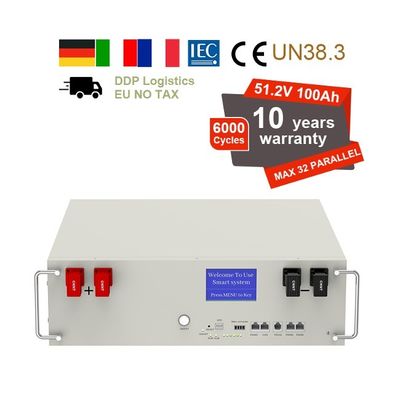 51.2V 100Ah 5kWh Lifepo4 Bateria Pack Com BMS Serviço Rack Para Armazenamento de Energia em Casa