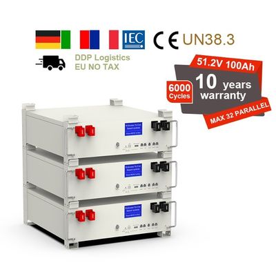 48V 5kWh 100Ah LiFePO4 Pack Bateria empilhada Bateria de armazenamento de iões de lítio